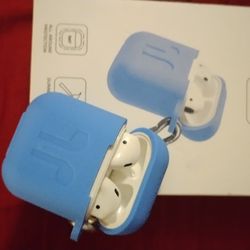 Airpod Earbuds With BLUE Silicone Case & Hook (IJoy) 