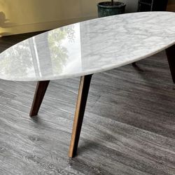 Oval Coffee Table From Poly And Bark - Marble/wood