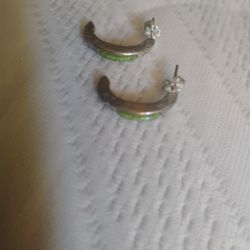 Silver Malachite Earrings Post 
