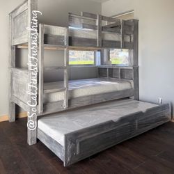 New Twin Bunk Bed With Trundle And Mattresses