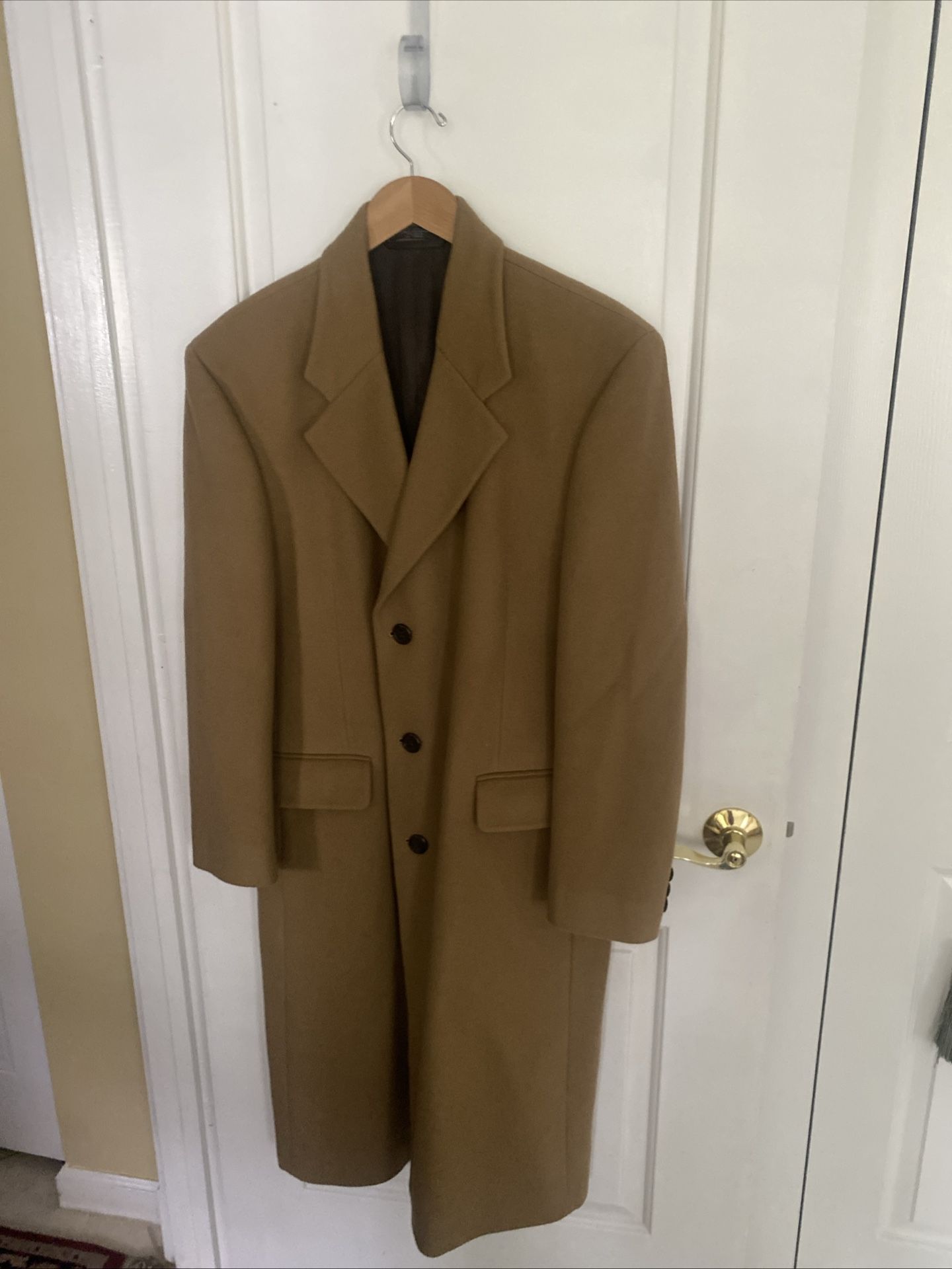 Dario Di Napoli Men Tan Wood Cashmere 3 Buttons Coat Size 40