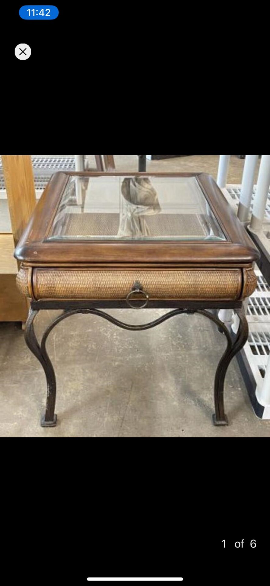 Metal & Wood Table with Woven Details