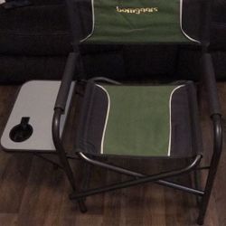 Folding Camping Chair Outdoor With Side Table Cup Holder