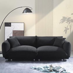 New Mid Century Modular Sectional Couch Fabric Upholstered 3 Seater, Black or White