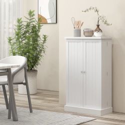 White Wood Storage Cabinet with Double Doors