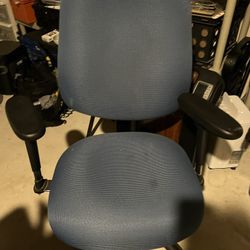 Blue Rolling Office Chair, Fabric Adjustable Arms