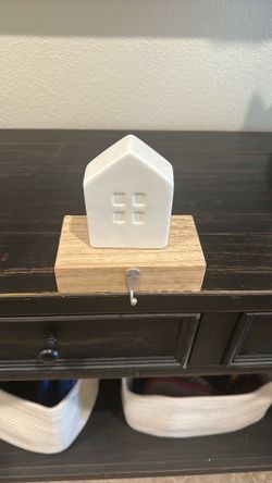 Wood & Ceramic House Key Holder / Entryway Catchall