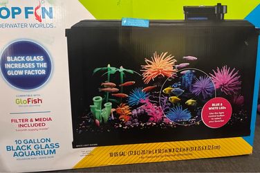 Top Fin 10 Gallon Black Glass Aquarium