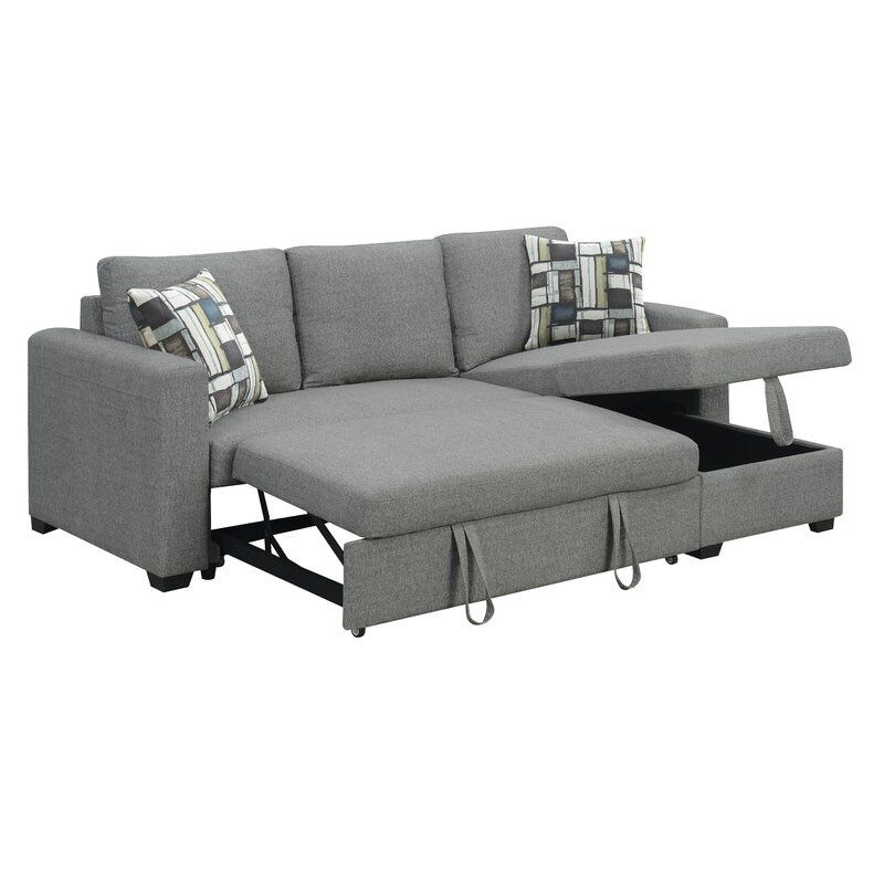 Comfortable Sofa Hendrick 88.6" Pull Out Reversible Sleeper Sectional