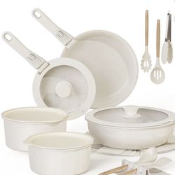 NEW IN BOX !! 20 Pcs Kitchen Cooking Set Removable Handles, Non Stick, Cream White