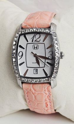 Honda Women's Pink/Rhinestones Quartz Watch Japanese Movement 