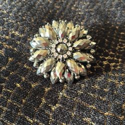 Stretchy Silvery Flower Fake diamond Ring
