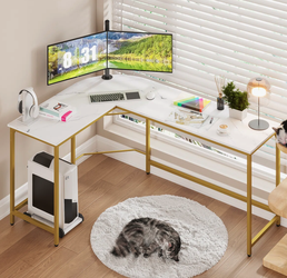 L-Shaped Metal Base Computer Desk