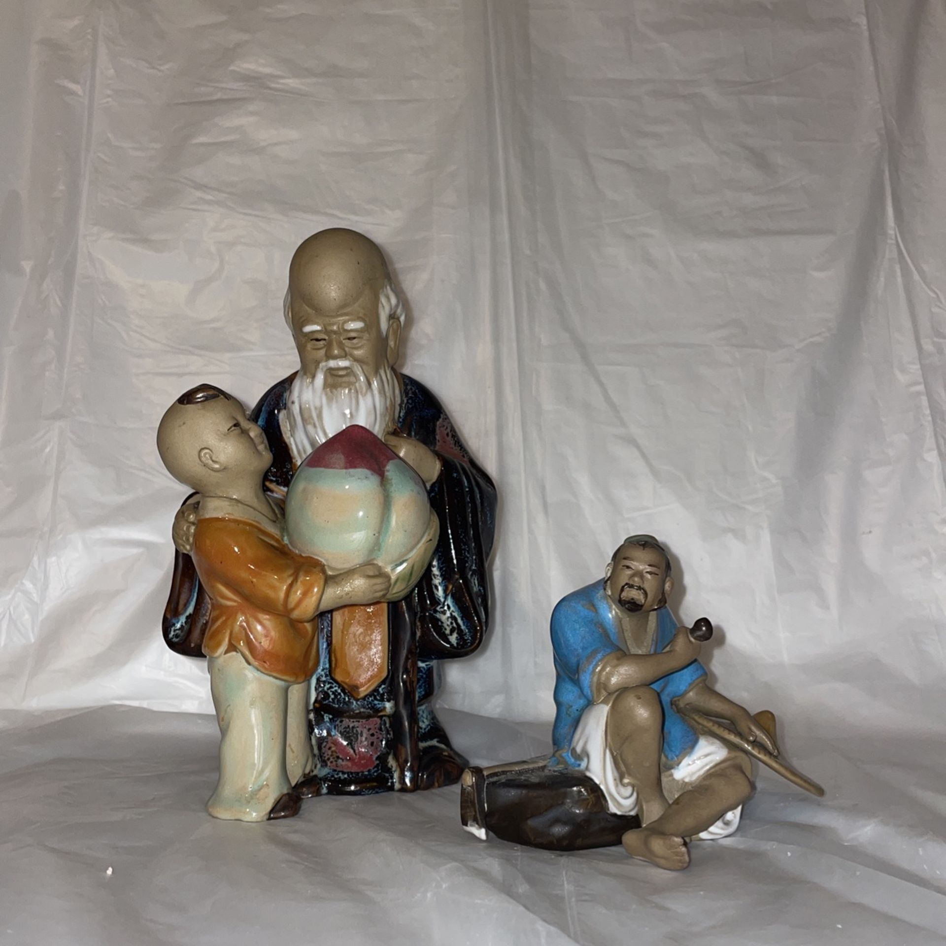 Hand Painted Chinoiserie Statue Mud Man Figure Chinois Decor Chinoiseriechic Decor And BEAUTIFUL VINTAGE SHIWAN CHINESE COLLECTABLE MUDMAN