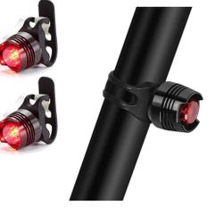 2PCS Rear Bike Tail Light Mini Strap-On LED Micro Bicycle Lights,180 Degree Visibility - Safety on All Sides