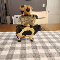 Farmhouse Animal Stack Figurine – Cow, Sheep & Pig
