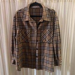 Women’s Plaid Shacket Jacket – Size Large
