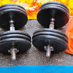 ADJUSTABLE  125 LB.  DUMBBELLS  :  12  (10)   LB.  STANDARD  PLATES