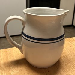 Home Pottery White And Blue Water Pitcher Or Vase 