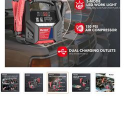 Duralast Compact Li Ion 1200 A Air Compressor Jumper Starter 