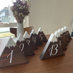 Mountain Wooden Table Numbers for Mountain Wedding Decorations