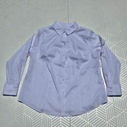 Liz Claiborne White Women's Long Sleeve Top, Size OX, Sheer Button-Down