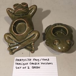 Party Light Frog And Toad Tea Light Candle Holders Set Of Two Green
