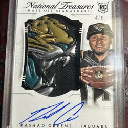 National treasures on Card auto jumbo patch rookie Rashad Greene wide r receiver