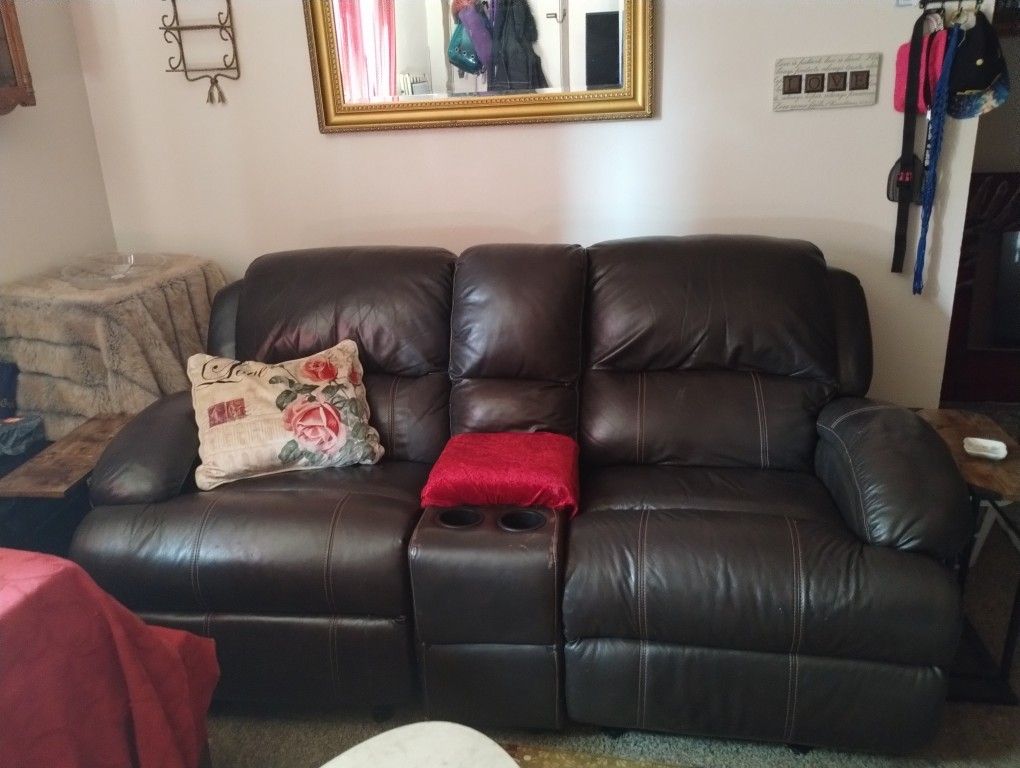 Brown Leather Recliner Couch