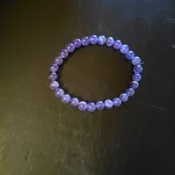 Purple Amethyst Plain Round 6-8MM Gemstone Beaded Stretchable Men Women Bracelet