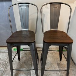 Rustic Industrial Bar Stools (2)