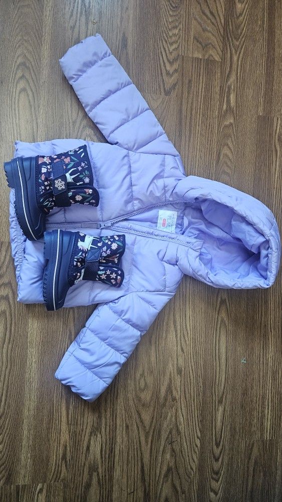 Girl Snow Boots And Matching Jacket