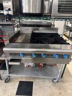 Imperial commercial 36” 4 burner 12” griddle cooktop