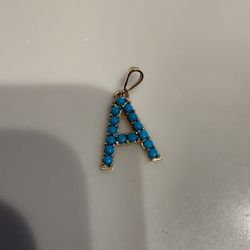 14 karat gold and turquoise initial charm