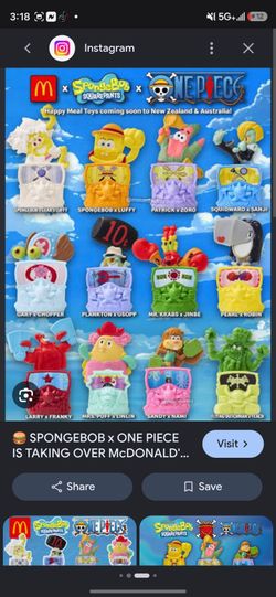 2026 sponge bob x one piece colan complete 15 toy set