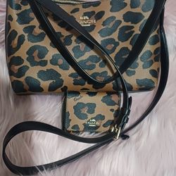 COACH Cheetah Crossbody And Matching Wallet