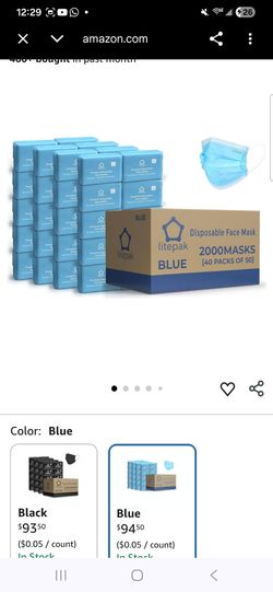 2,000pcs Disposable Face Masks- 3 Ply Breathable Mask For Adults - Blue (40 Packs of 50)