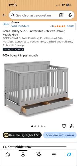 Graco Hadley 5-in-1 Convertible Crib with Drawer