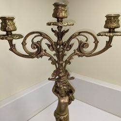 Early 1800s Solid Brass Antique Candelabras