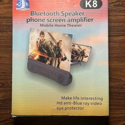 10”Mobile Screen Amplifier, No Charger, W/Bluetooth Speaker & Phone Stand Open  Box 