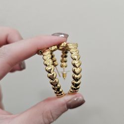 Vintage Gold Plating Crystal Hoops Chrsitmas Gifts 