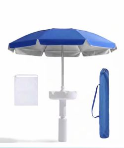 7 ft. Floating Table Umbrella with Base and Cup Holder