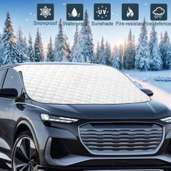 Windshield Snow Cover, 5 Layers Extra Large Wipers Protection, Snow,Ice,Sun Shade,Frost Defense,Magnetic Car Windshield Ice Snow Cover for Most Cars