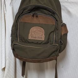 Vintage Backpack With Leather Bottom