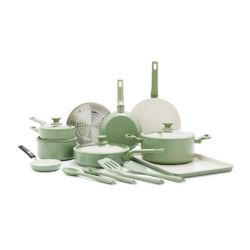 GREENPAN Essence 17-Piece Ceramic Nonstick Cookware (Sage Green)