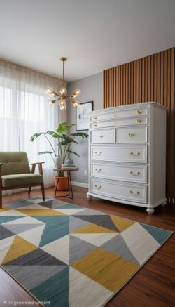 White tall boy Dresser
