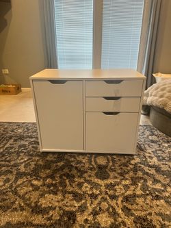 White Storage Cabinet with Drawers