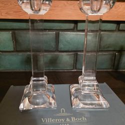 Villeroy & Boch Siena 8” Candlesticks – Heavy Glass / Crystal Style