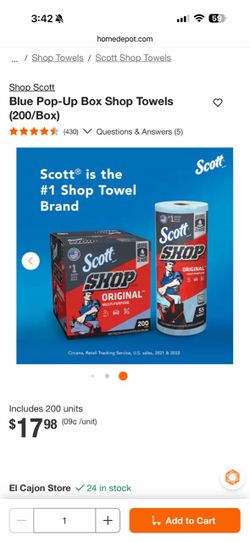 Shop Scott Blue Pop-Up Box Shop Towels (200/Box)