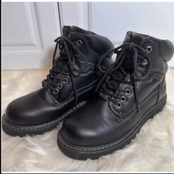 Coleman Workwear Black Steel Toe Safety Boots (7.5 Men’s) (9 Womens) Mid Lace Up